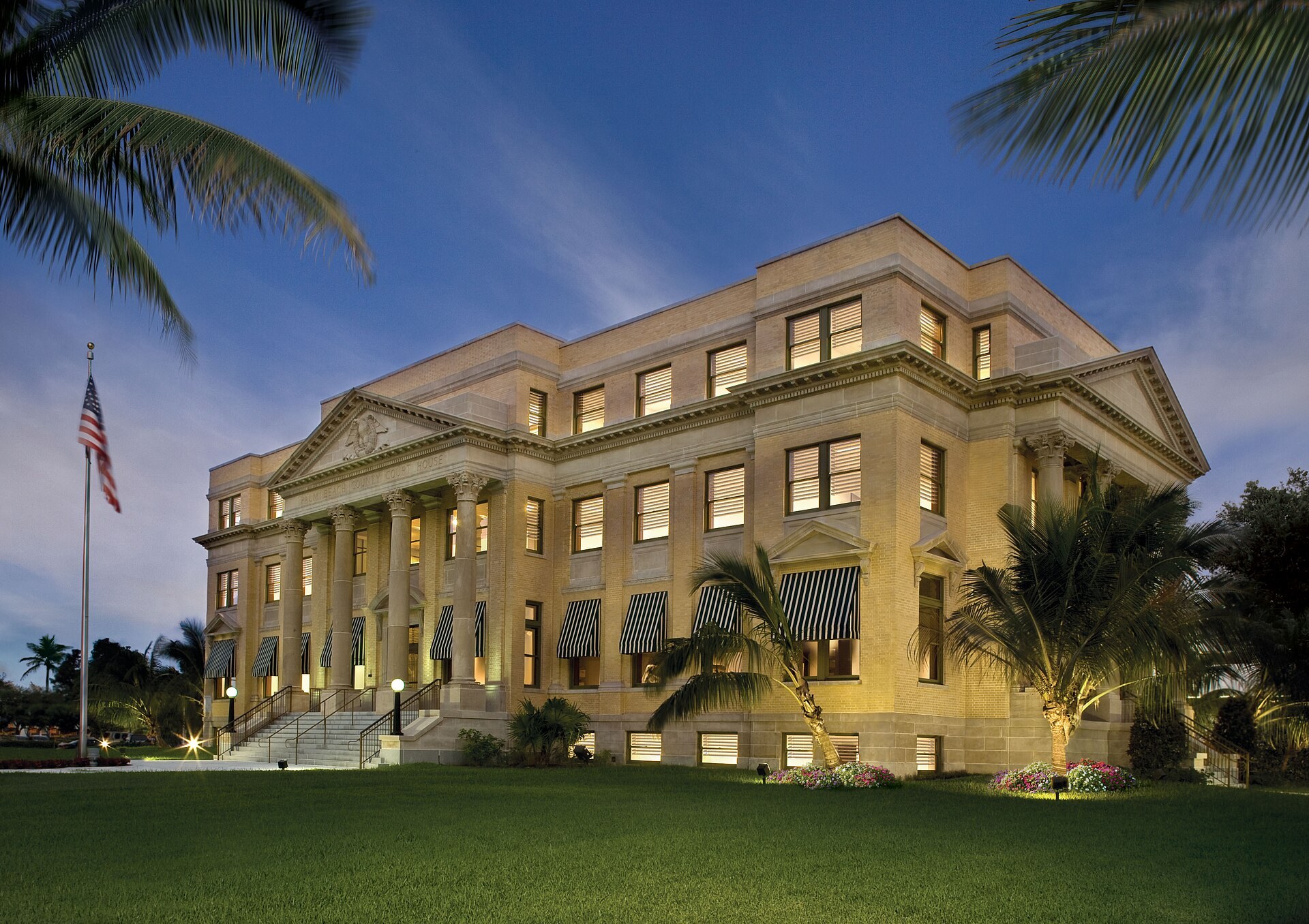 Photograph of the 1916 Court House in downtown West Palm Beach. Home to the Richard and Pat Johnson Palm Beach County History Museum (Palm Beach County Courthou
