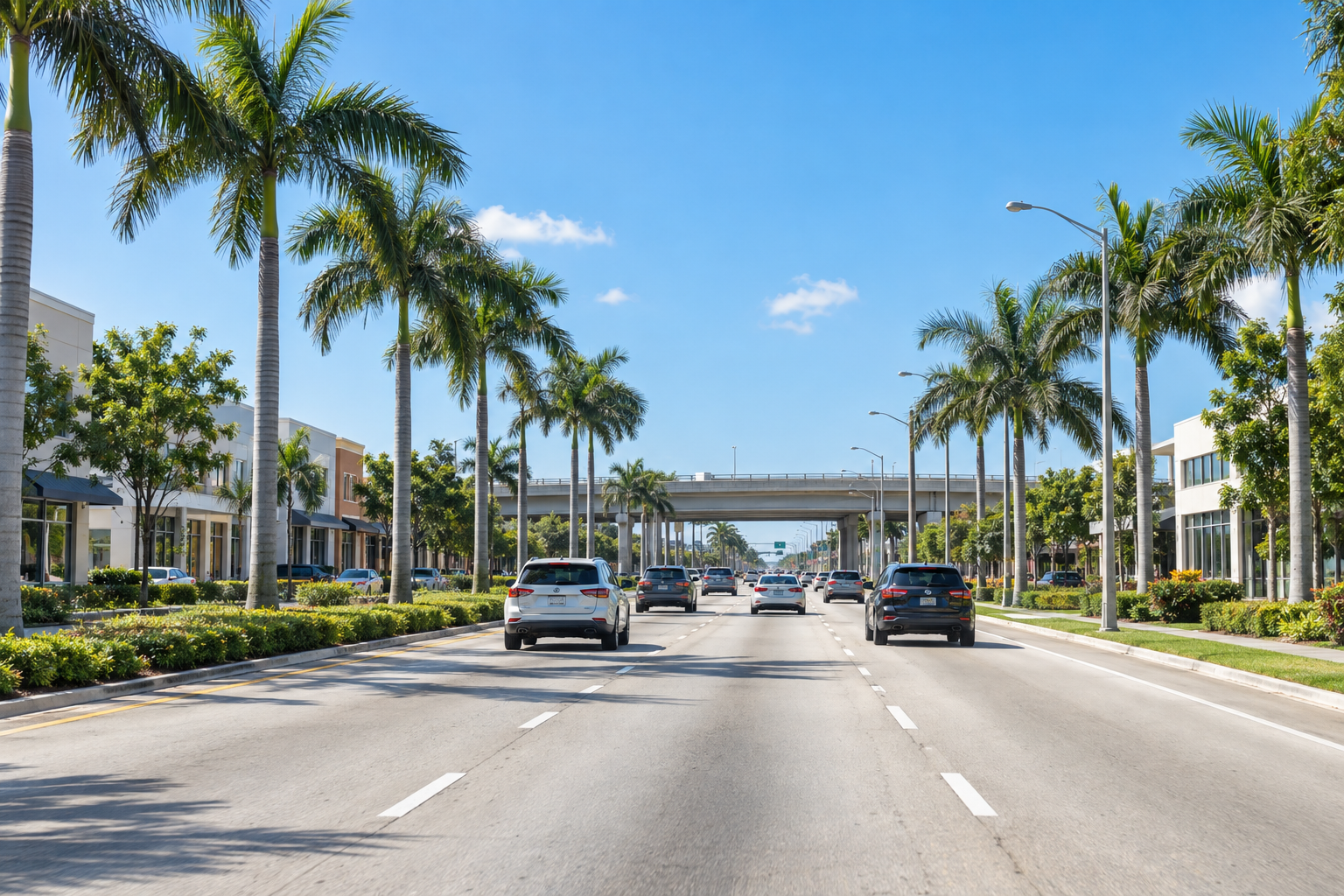 Street-level view of the west Miami-Dade neighborhood of Sweetwater near Dolphin Mall