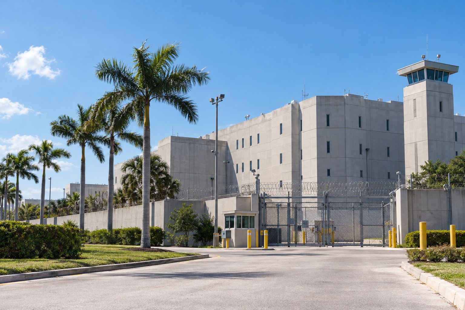 Turner Guilford Knight Correctional Center exterior in Miami, the main intake facility for Miami-Dade County arrests