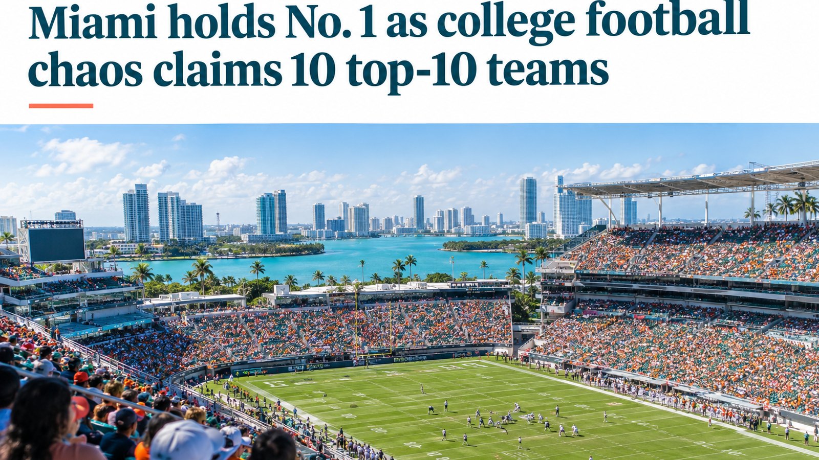 Miami Hurricanes remain the only team to hold the No. 1 spot in the new AP Top 25 poll after routing Pittsburgh 52-23, w