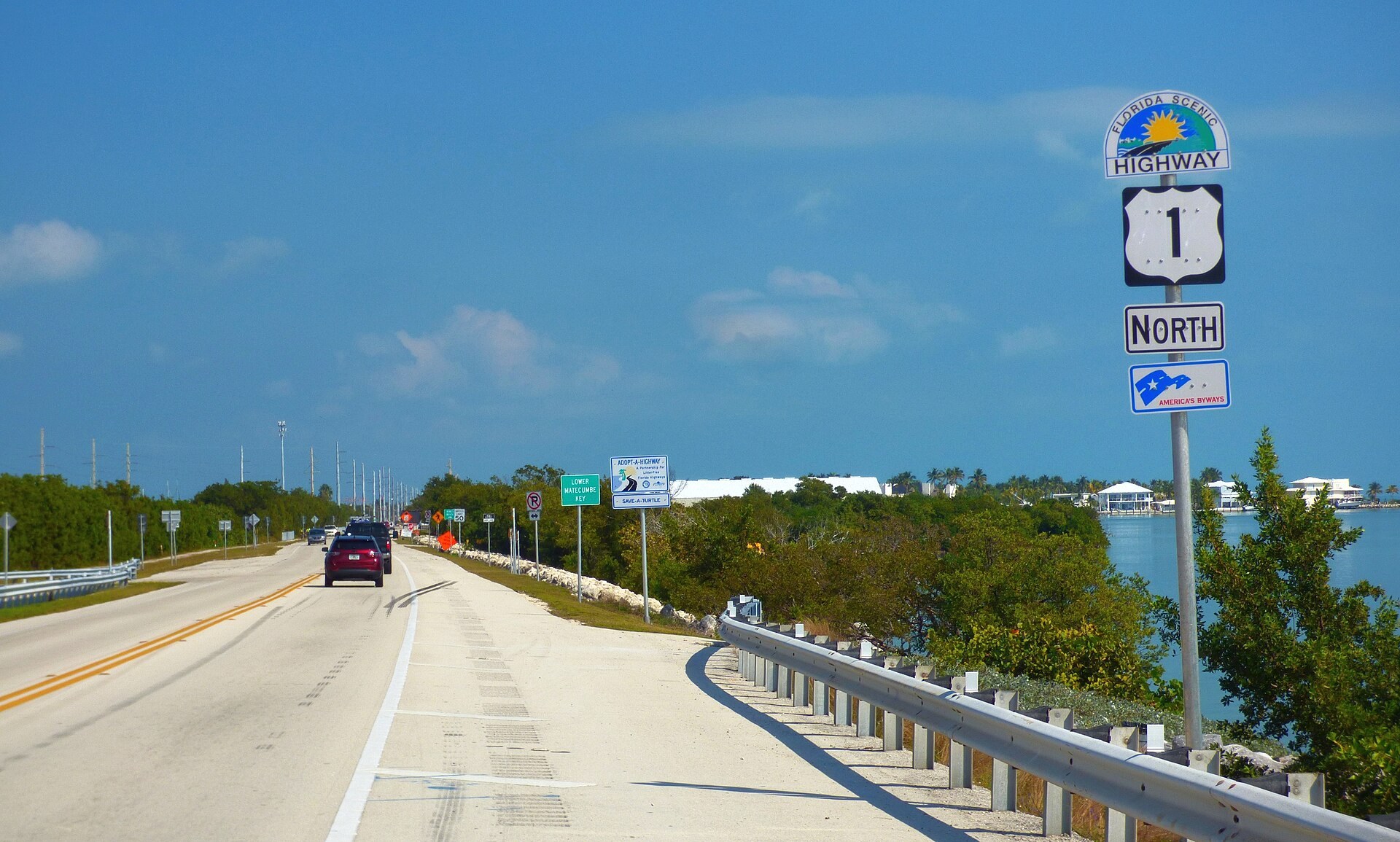 US Route 1 (Northbound) on Lower Matecumbe Key, Florida, 2023. (U.S. Route 1 in Florida)